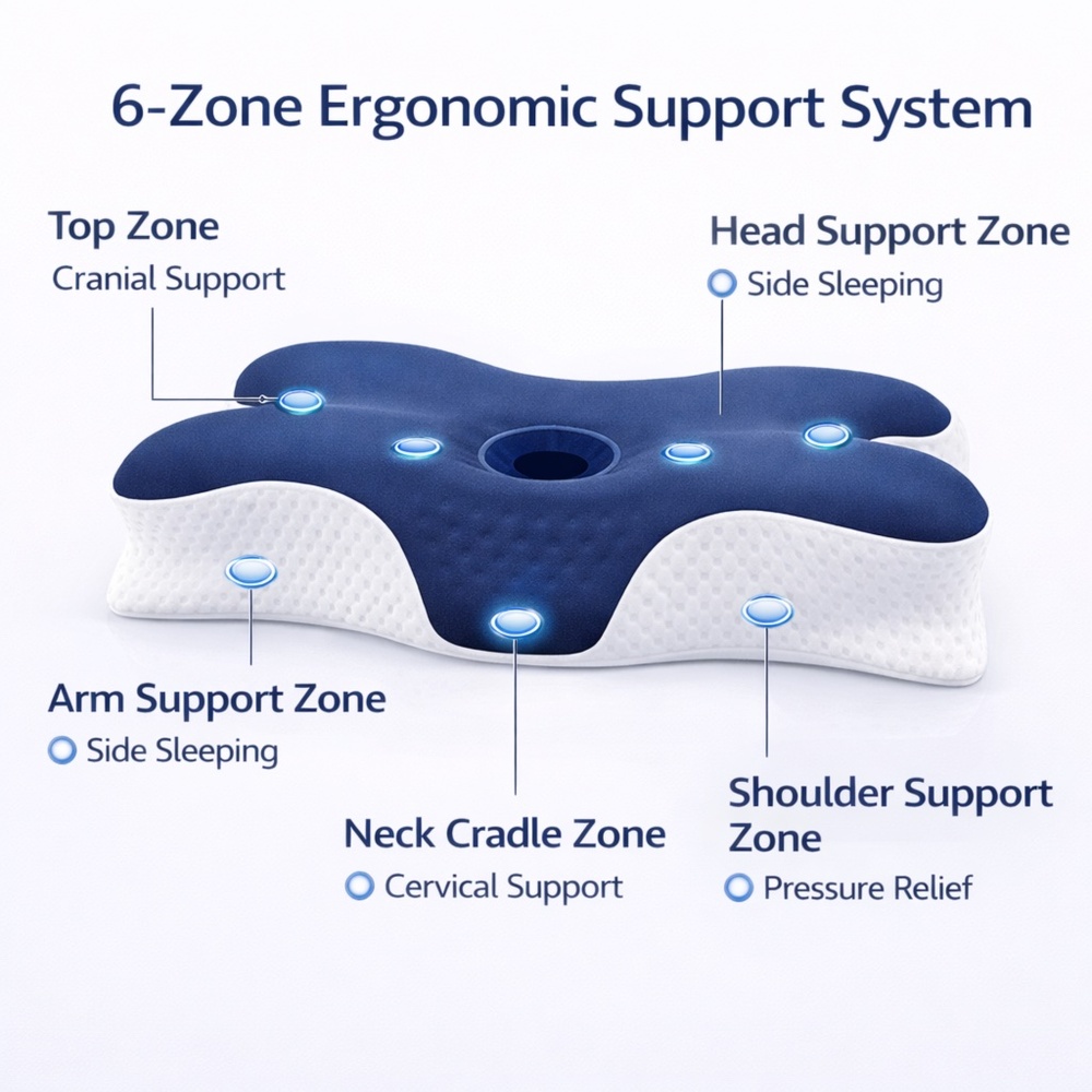 Ergonomic Cervical Neck Pillow – Memory Foam – Pain Relief – NEW - Picture 2 of 11
